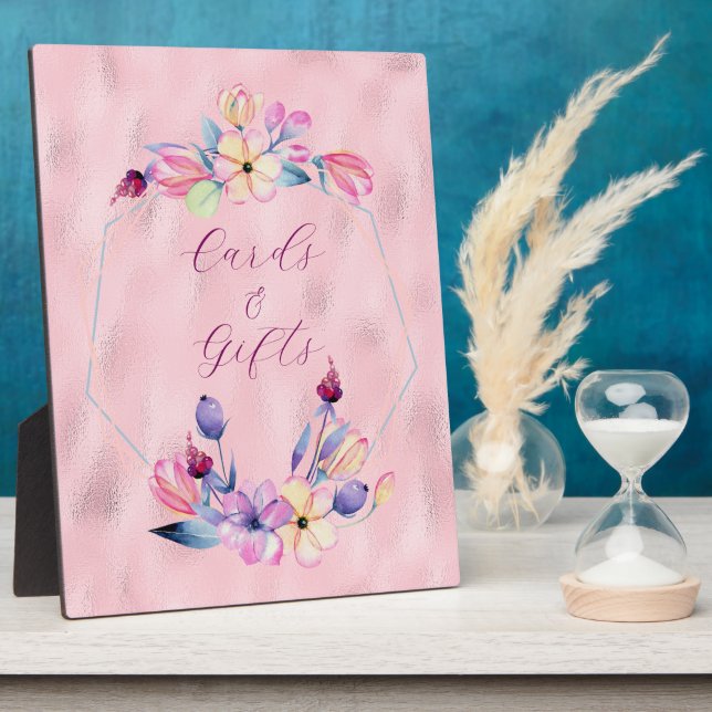 Floral Leave Your Cards and Gifts Here Plaque (Side)