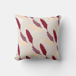 Floral Leaves Burgundy and Cream Throw Pillow