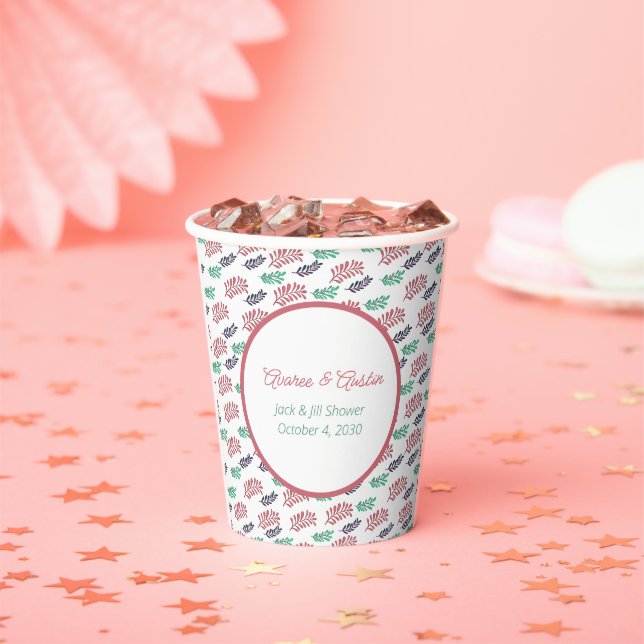 Floral Leaves Jack and Jill Shower Paper Cups (Insitu)