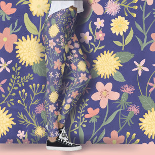 floral leggings flowers pink lovely summer blooms