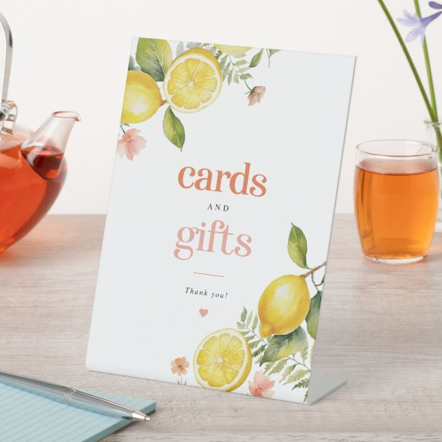 Floral Lemon | Cards and Gifts Pedestal Sign (In SItu)