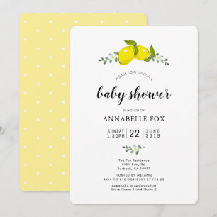 Floral Lemon Citrus Elegant Baby Shower Invitation