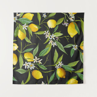 Floral Lemon Fruits Vintage Pattern Tapestry