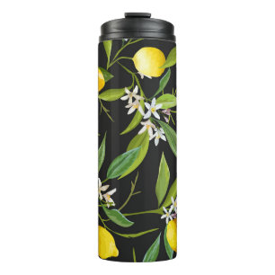 Floral Lemon Fruits Vintage Pattern Thermal Tumbler