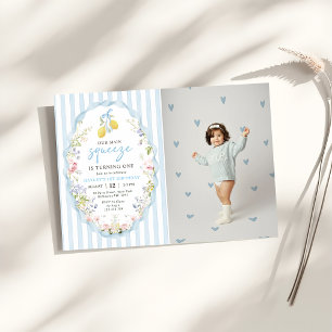 Floral Lemon  Our Main Squeeze Birthday Invitation