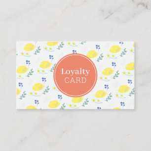 Floral Lemon Pattern Cute Yellow Loyalty Card