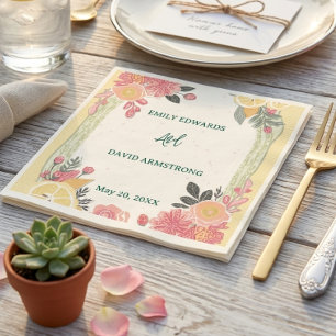 Floral Lemon Summer Wedding Napkins