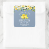 Floral Lemons Dusty Blue Limoncello Wedding Square Sticker (Bag)