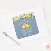 Floral Lemons Dusty Blue Limoncello Wedding Square Sticker (Envelope)