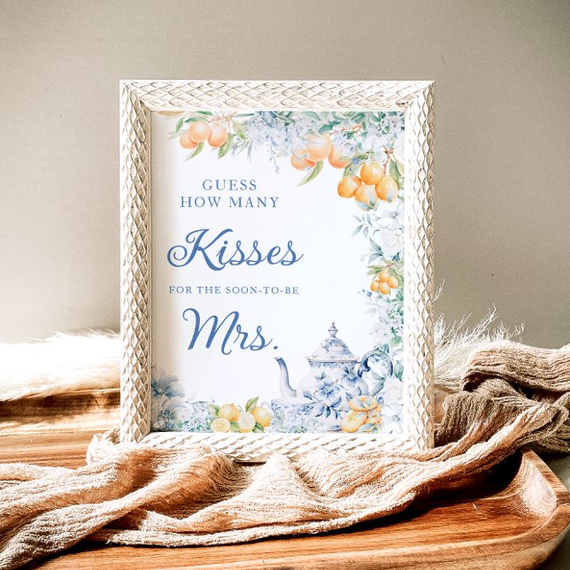Floral & Lemons How Many Kisses Bridal Shower Game Poster (Creator Uploaded)