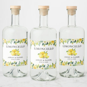 Floral Lemons Limoncello Wedding Bottle Label