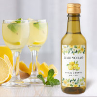 Floral Lemons Limoncello Wedding Mini Bottle Label