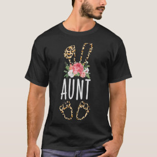 Floral Leopard Aunt Bunny Happy Mother's Day T-Shirt