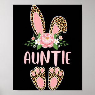 Floral leopard auntie bunny happy easter mother's poster