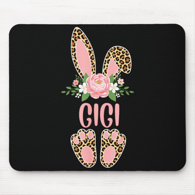 Floral leopard gigi bunny happy easter spring  mouse pad (Front)