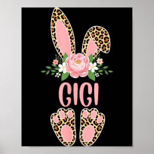 Floral leopard gigi bunny happy easter spring poster