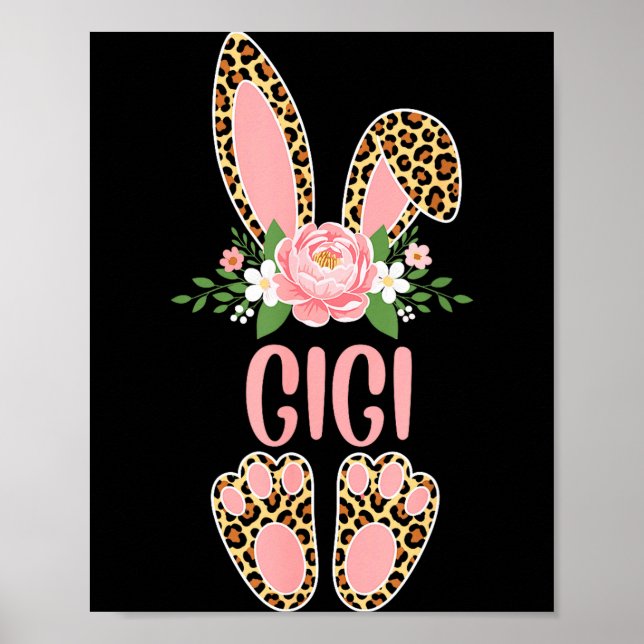 Floral leopard gigi bunny happy easter spring  poster (Front)