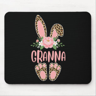 Floral Leopard Granna Bunny Happy Easter Spring Mouse Pad