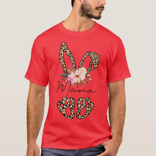 Floral Leopard Mama Bunny, Happy Easter Mother's D T-Shirt