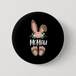 Floral leopard memaw bunny happy easter spring  2 inch round button