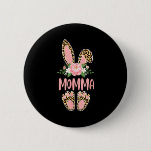 Floral leopard momma bunny happy easter mother's 2 inch round button