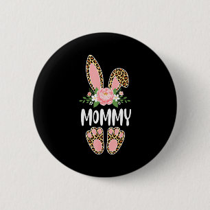 Floral leopard mommy bunny happy easter mother's 2 inch round button