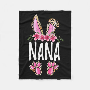 Floral leopard nana bunny cute happy easter fleece blanket