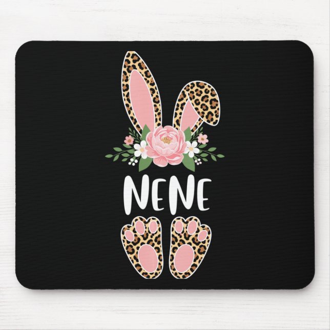 Floral Leopard Nene Bunny Happy Easter Spring Long Mouse Pad (Front)