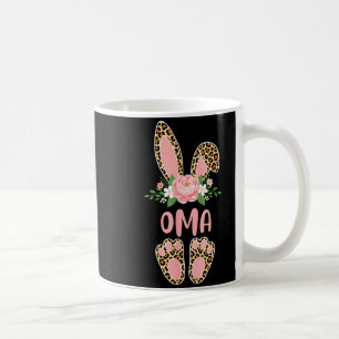 Floral leopard oma bunny happy easter spring coffee mug