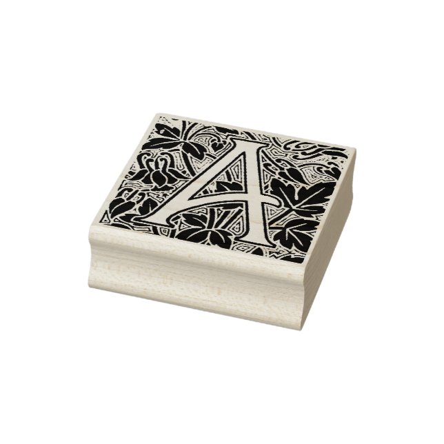 Floral Letter A Rubber Stamp (Stamp)