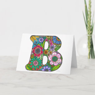 Floral Letter B Greeting Card - from original art