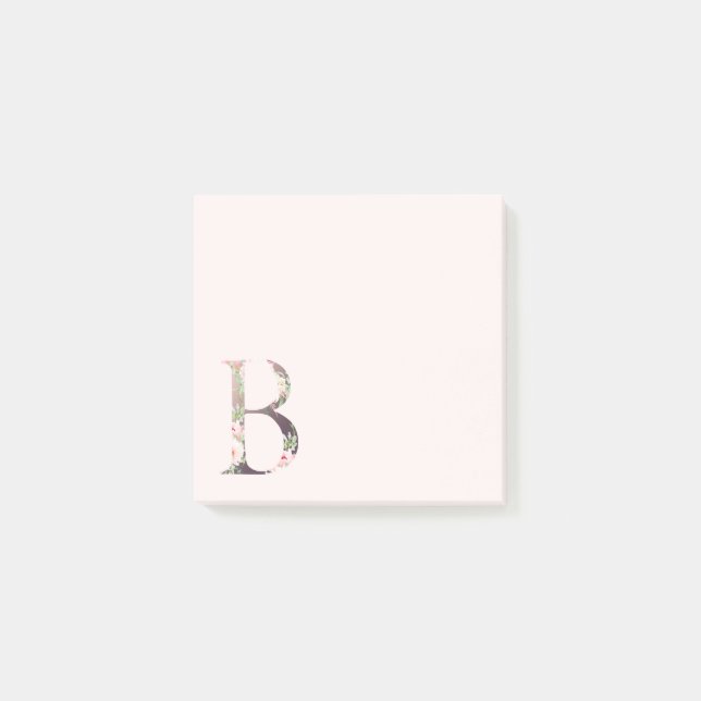 Floral Letter "B" Monogram Post-It Notes (Front)