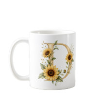 Floral Letter D Daisy Personalized Mug