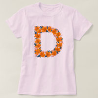 Floral letter D woman's basic T-shirt