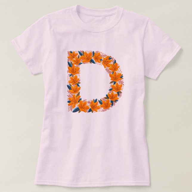 Floral letter D woman's basic T-shirt (Design Front)