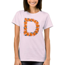 Floral letter D woman's basic T-shirt
