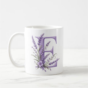 Floral Letter E Lavender Personalized Mug