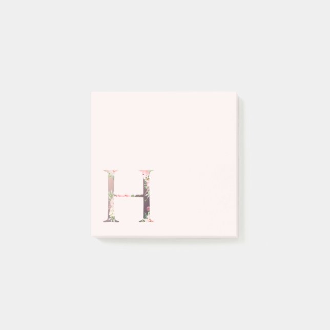 Floral Letter "H" Monogram Notes (Front)