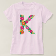 Floral letter K woman's basic T-shirt