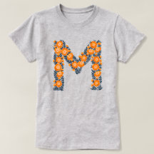 Floral letter M woman's basic T-shirt