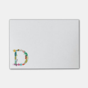 Floral Letter Monogram Initial - D - Post-it Notes