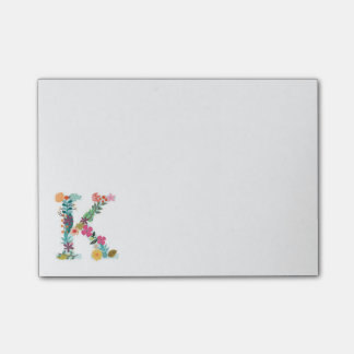Floral Letter Monogram Initial - K - Post-it Notes