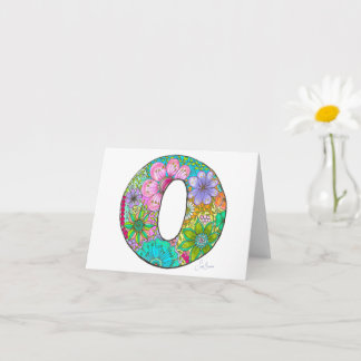 Floral Letter O Greeting Card - Blank Inside
