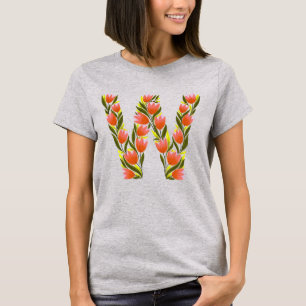 Floral letter W woman's basic T-shirt
