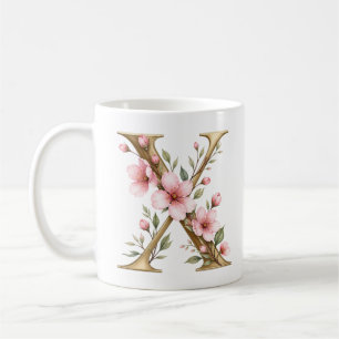 Floral Letter X Blossom Flower Personalized Mug