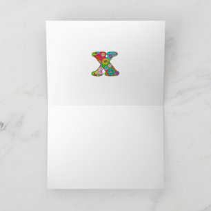 Floral Letter X Greeting Card - Blank Inside