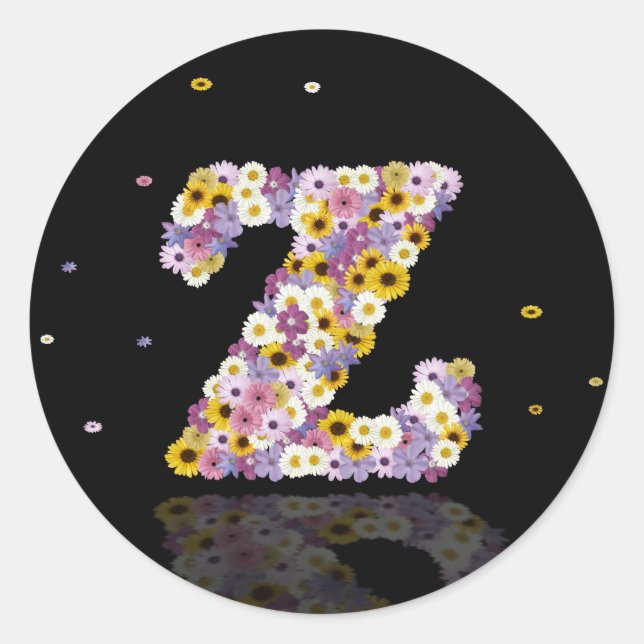 Floral letter Z Classic Round Sticker (Front)