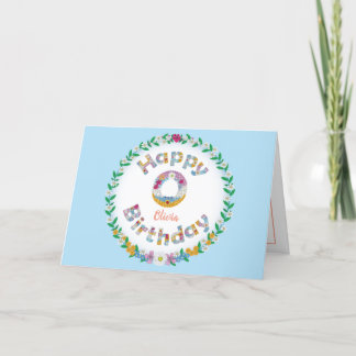 Floral letterO monogram Personalized Birthday Card