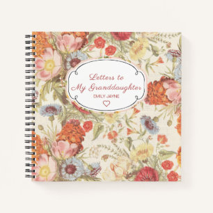 Floral Letters to My Granddaughter Keepsake Notebook