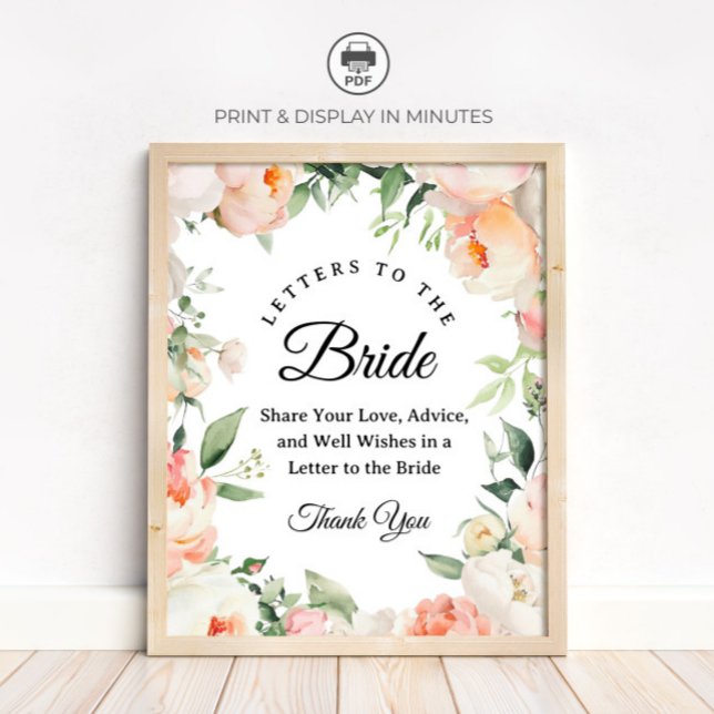 Floral "Letters to the Bride" Bridal Shower sign (Creator Uploaded)